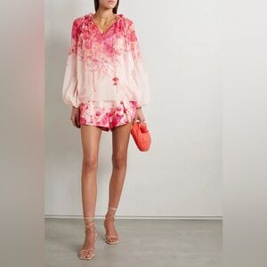 Zimmermann Pink and Cream Floral Blouse